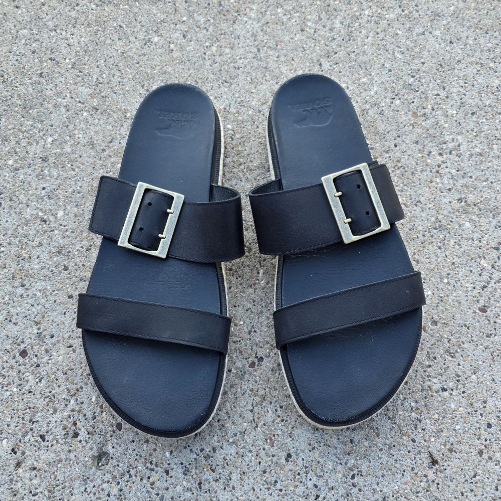 Sorel Black Sandals with Buckle Women Size 10.5
